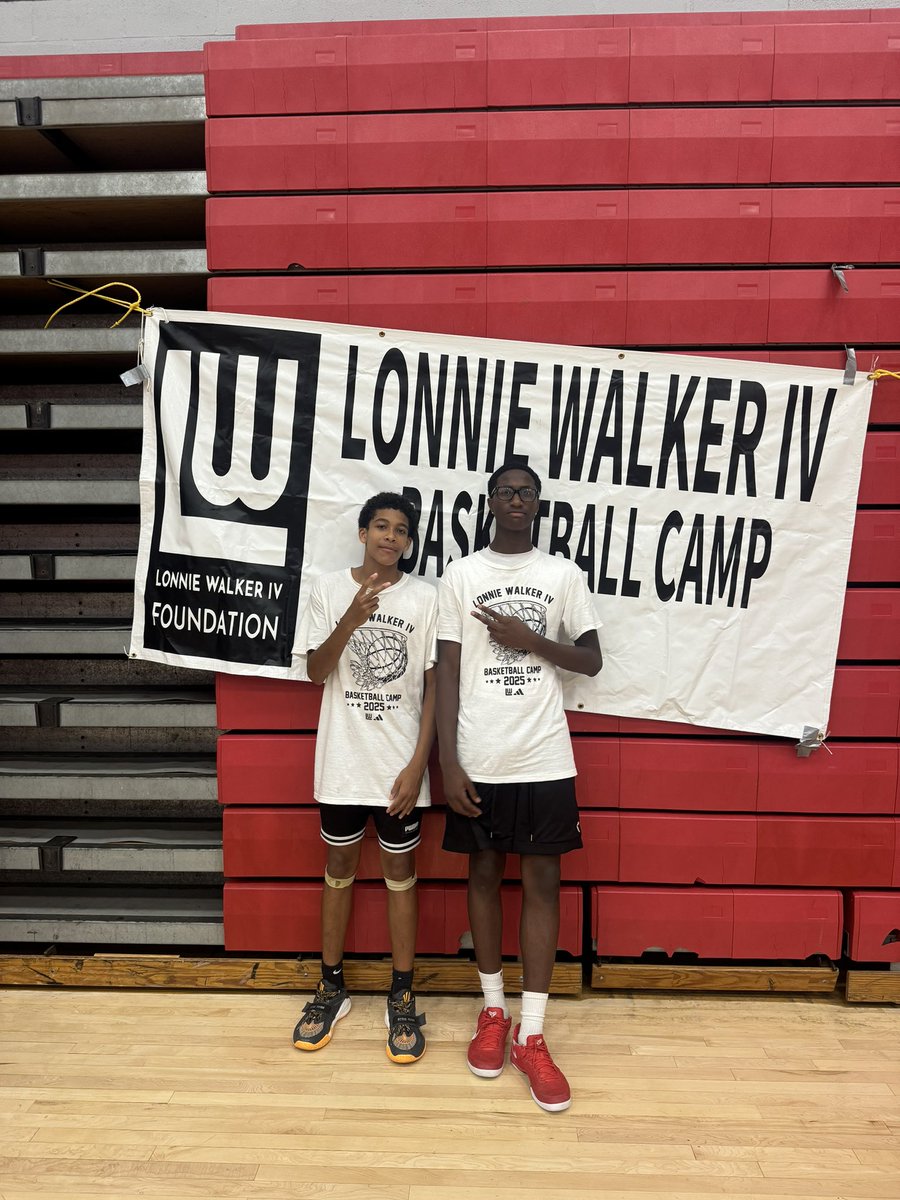 Lynden Westbrook &amp; Elijah Slaughter, both members of the ‘28 class, won the 2-on-2 championship today at the Lonnie Walker IV Basketball Camp