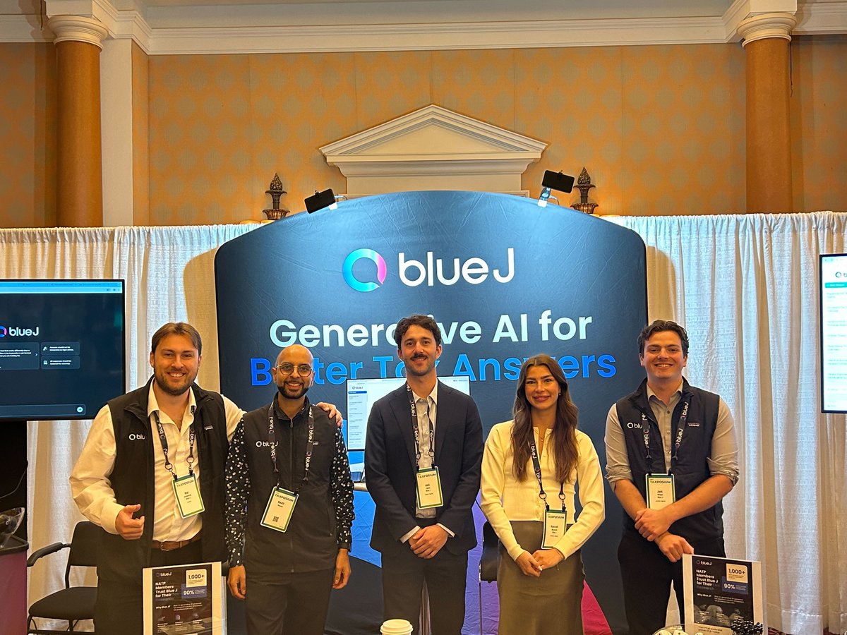 BlueJLegal's tweet image. We’re live at #Taxposium 2025! The energy is incredible—and we’re just getting started. If you’re on-site, be sure to visit Blue J at booth #1-2 and discover how you can transform your tax research with generative AI.
#Taxposium #NATP #BlueJ #TaxResearch #BetterTaxAnswers