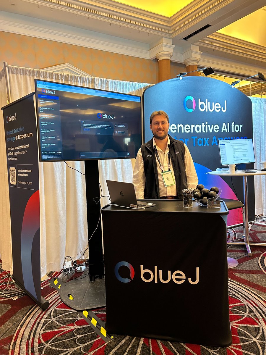 BlueJLegal's tweet image. We’re live at #Taxposium 2025! The energy is incredible—and we’re just getting started. If you’re on-site, be sure to visit Blue J at booth #1-2 and discover how you can transform your tax research with generative AI.
#Taxposium #NATP #BlueJ #TaxResearch #BetterTaxAnswers
