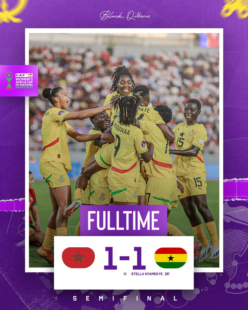 GhanaWNT's tweet image. 90โ - โฑ๏ธ
Full Time - Extra time beckons โฆ!!!
๐ฒ๐ฆ 1:1 ๐ฌ๐ญ
#๐ฉ๐๐๐๐๐ธ๐๐๐๐๐๐ฌ๐ญ
#๐ถ๐๐๐ฎ๐๐๐๐ถ๐๐๐ป๐๐๐ โฝ๏ธ๐ช๐พ
#TotalEnergies๐พ๐จ๐ญ๐ช๐ถ๐ต2024