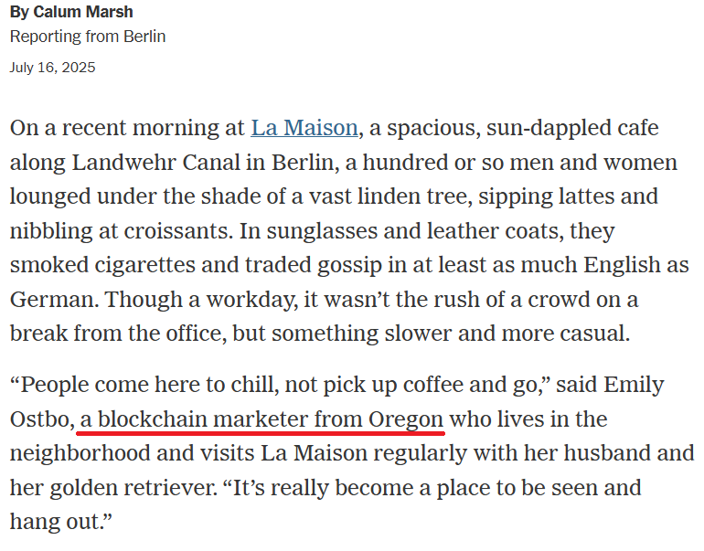 jessesingal's tweet image. Berlin's *changed*, man. When I lived there on a fellowship for nine months without ever learning half-decent German, it just had a different vibe. We GOT it. These newcomers are ruining everything.