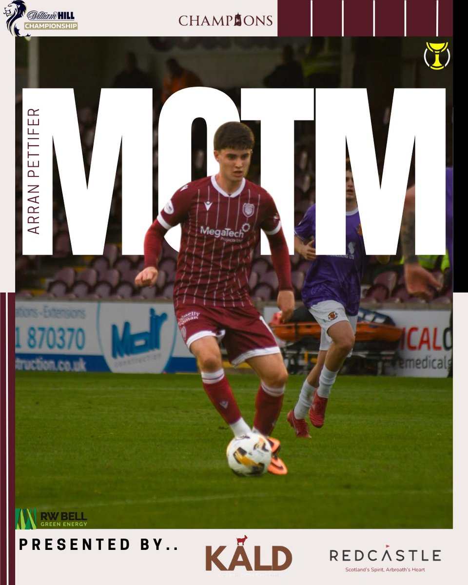 ArbroathFC's tweet photo. 𝐌𝐚𝐧 𝐨𝐟 𝐭𝐡𝐞 𝐌𝐚𝐭𝐜𝐡

Today’s MOTM as voted for by MKM, sponsored by KALD is number 18, Arran Pettifer!

#ArbroathFCLive #MonTheLichties #Resurgence https://t.co/hmei3aGK7W