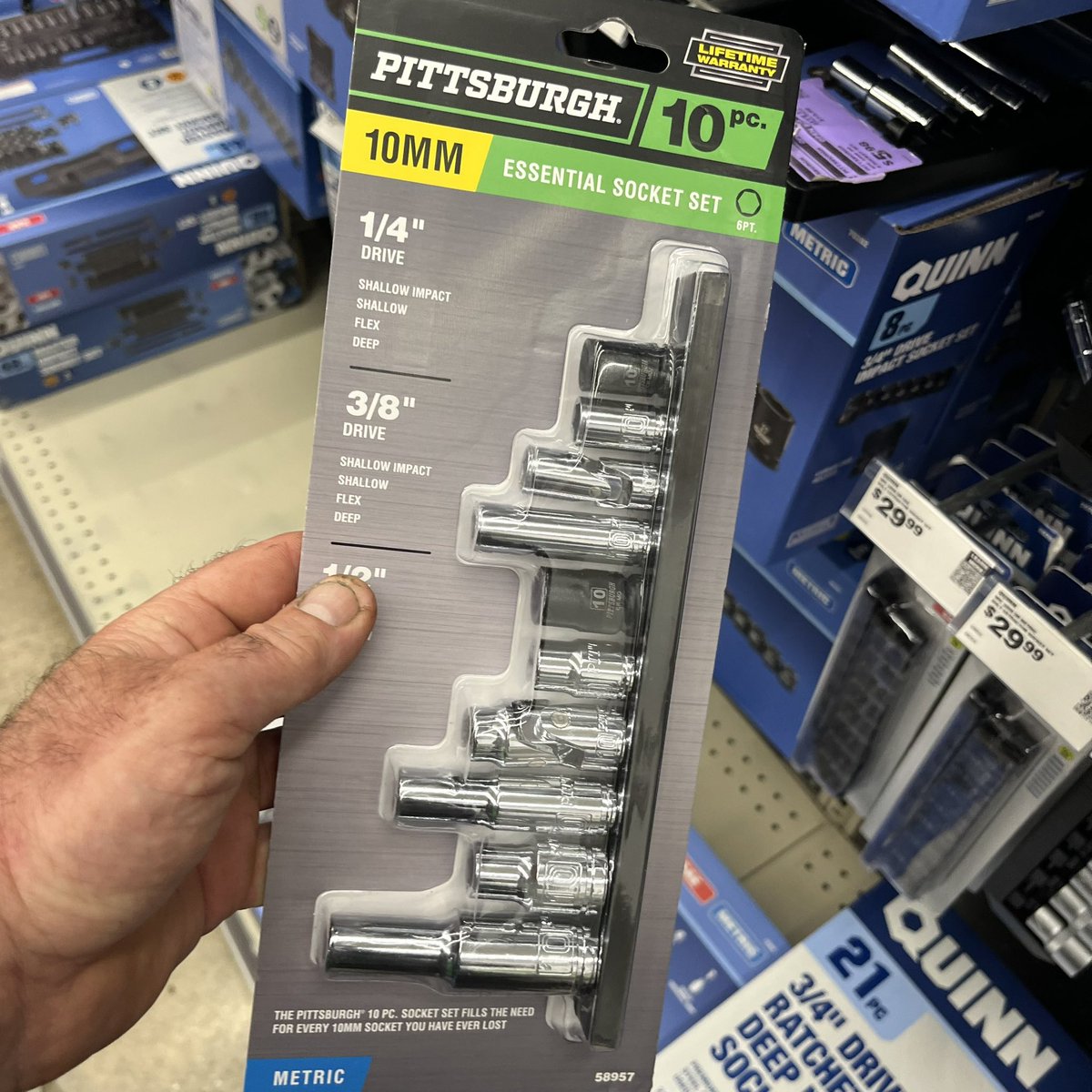 JDyerArt's tweet image. Hey @HarborFreight you’ve made a mistake with this packaging. It’s not essential unless you have 12 point sockets +12 point swivel sockets. It’s a nice try, but you can definitely do better.