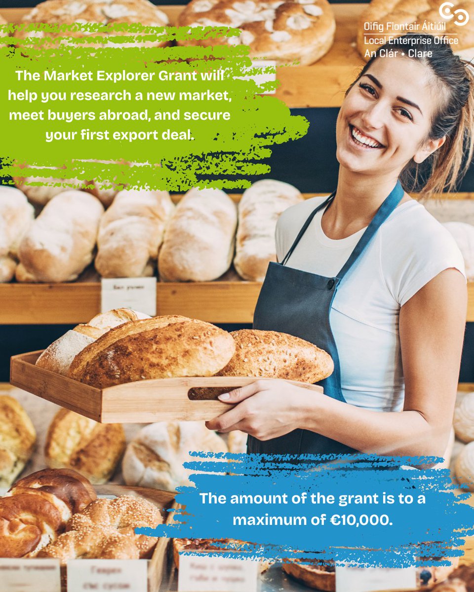 🚀 Ready to expand your business beyond borders?

The Market Explorer Grant is now open for small businesses (1–50 employees) ready to take their first steps into new markets! 🌍

Contact your Local Enterprise Office today to find out more! ✈️✨