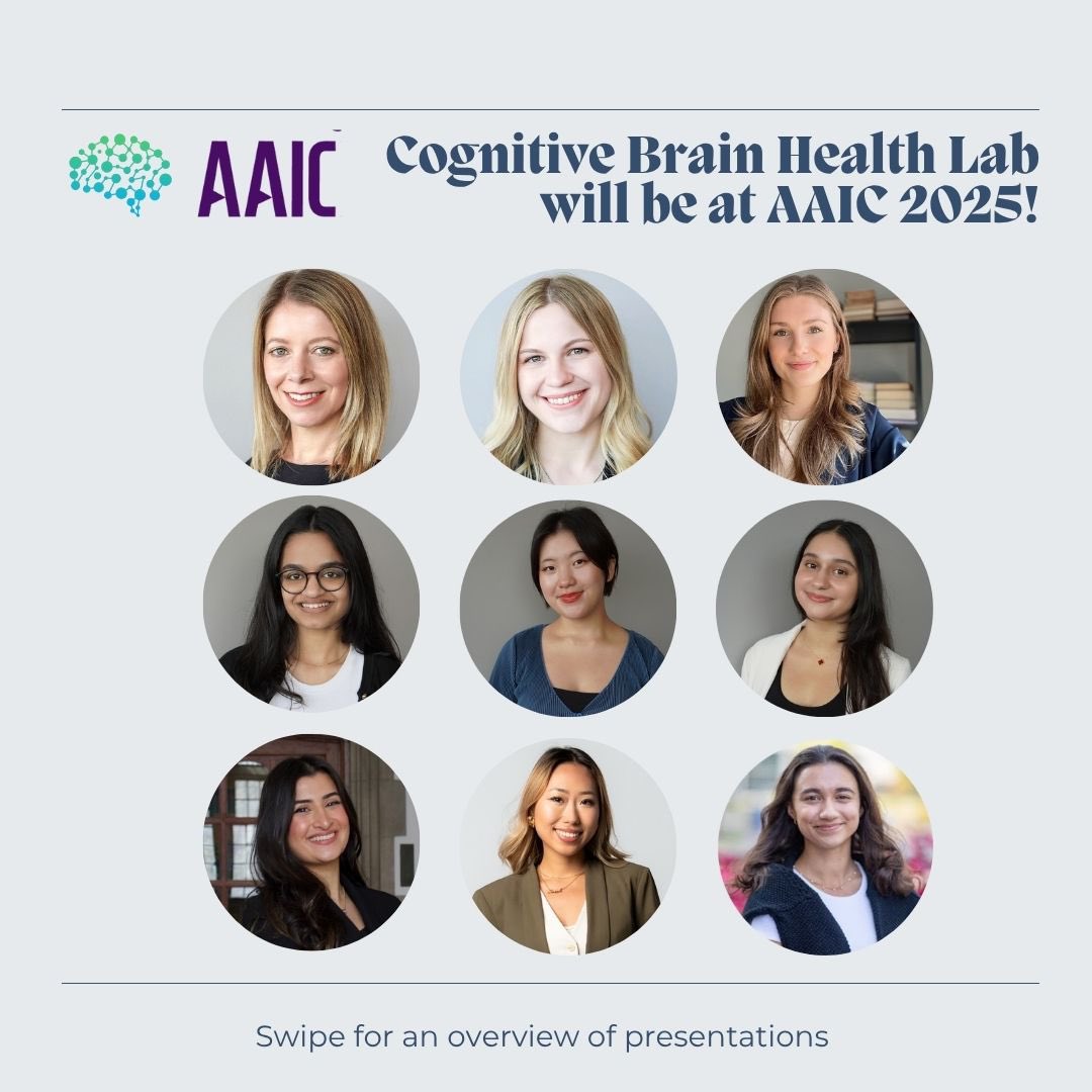 The Cognitive Brain Health Lab will be at #AAIC2025 in Toronto🇨🇦 next week!

In total, our superstar ⭐️ CBH lab members are presenting 3 oral presentations &amp; 3 poster presentations!

See below 🧵 for upcoming posters

<a href="/jsrabin1/">Jennifer Rabin, PhD</a> <a href="/Sunnybrook/">Sunnybrook Health Sciences Centre</a>