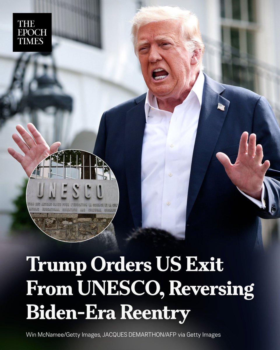 EpochTimes's tweet image. 🇺🇸 𝗧𝗿𝘂𝗺𝗽 𝗢𝗿𝗱𝗲𝗿𝘀 𝗨𝗦 𝗘𝘅𝗶𝘁 𝗙𝗿𝗼𝗺 𝗨𝗡𝗘𝗦𝗖𝗢, 𝗥𝗲𝘃𝗲𝗿𝘀𝗶𝗻𝗴 𝗕𝗶𝗱𝗲𝗻-𝗘𝗿𝗮 𝗥𝗲𝗲𝗻𝘁𝗿𝘆
Read more 👇
theepochtim.es/0bw2nc