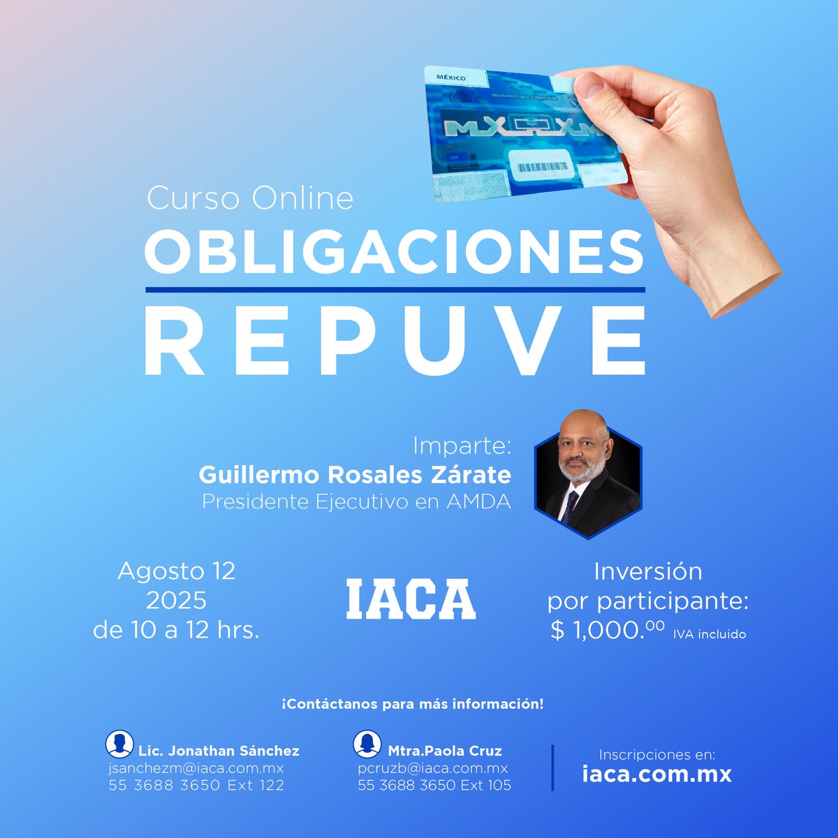 #CapacitaciónIACA

Conoce algunas de las opciones de formación profesional que el <a href="/IACAMX/">IACA</a> tiene para ti y tu equipo de trabajo.

Visita el sitio iaca.com.mx para conocer todos los detalles e inscribirte y no olvides segur las redes sociales del <a href="/IACAMX/">IACA</a> para conocer su