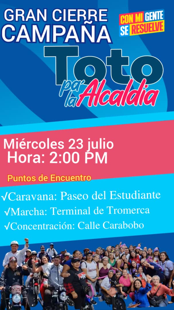 campoeliasmrt's tweet photo. Invitamos a toda nuestra militancia simpatizantes y colaboradores del Movimiento Revolucionario TUPAMARO a participar en el Gran Cierre de Campaña.

Vamos todos con gran entusiasmo y alegría juntos a Jesús Rodríguez próximo Alcalde del Mcp Campo Elías.

#VotaTupamaro
#ComunaONada https://t.co/aBRKNvRQM8