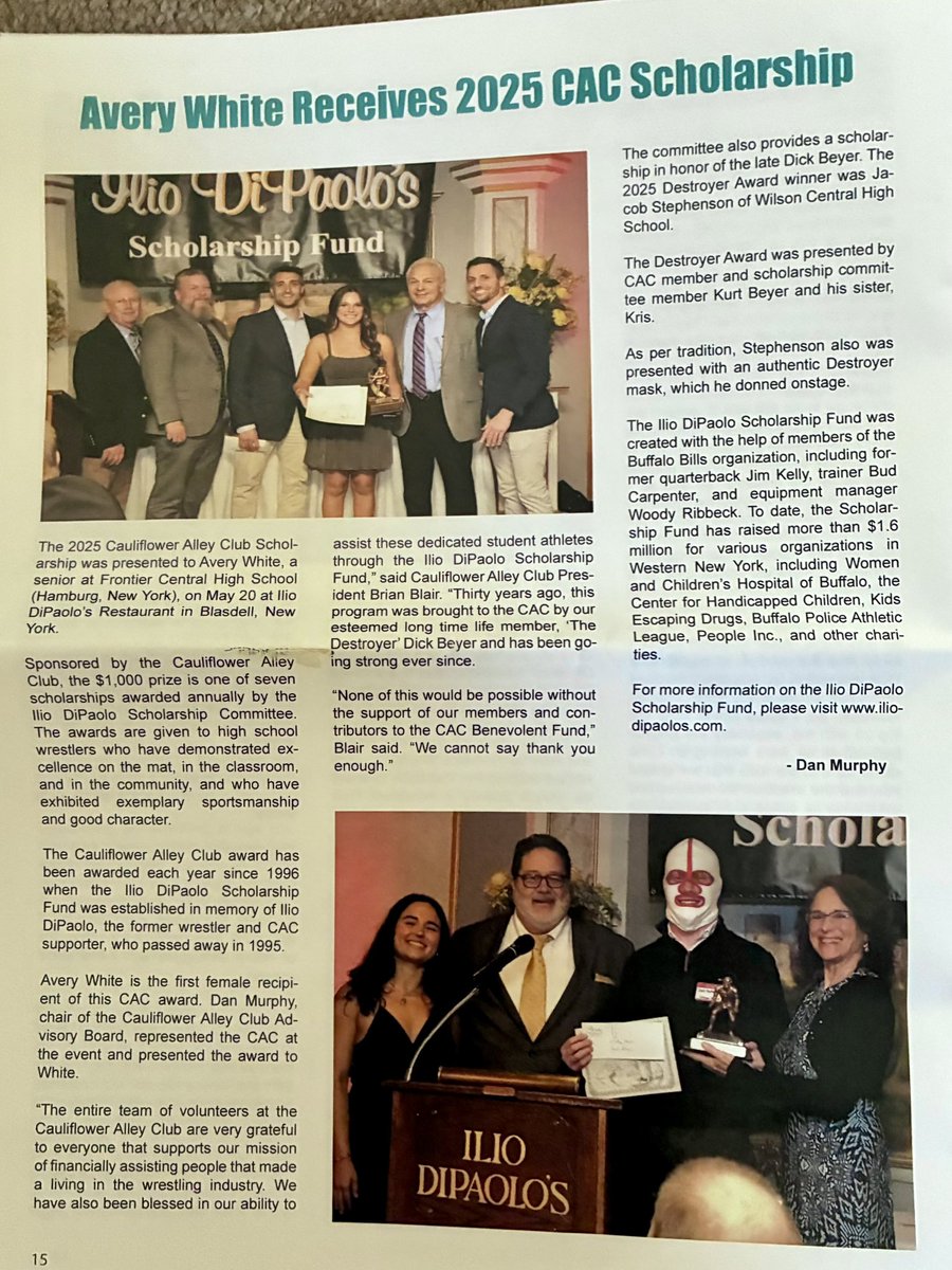 MrEd315's tweet image. Big shoutout and thank you to @CACReunion for the Ilio DiPaolo & The Destroyer Award scholarship publicity in the last volume of The Ear!
