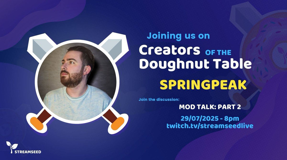 Streamseed! ๐ฑ (@streamseedgg) on Twitter photo You know the rules by now! We're either Doughnut Tabling on Tuesday or announcing our next guest โ๏ธ๐ฉ
Let's get a little drum roll for... ๐ฅ๐ฅ๐ฅ
โ๏ธ <a href="/Springpeak_/">Springpeak</a> taking on Mod Talk Pt. 2!
Your resident knights:
โ๏ธ Host: <a href="/quackimapanda/">Quackimapanda ๐ฆ๐ผ</a>
โ๏ธ Co-host: <a href="/MoonchildGames/">AtomicMoonchild ๐ @NottsVGE (26th+27th July) ๐น๐ฎ</a>
Twitch | You know the rules by now! We're either Doughnut Tabling on Tuesday or announcing our next guest โ๏ธ๐ฉ
Let's get a little drum roll for... ๐ฅ๐ฅ๐ฅ
โ๏ธ <a href="/Springpeak_/">Springpeak</a> taking on Mod Talk Pt. 2!
Your resident knights:
โ๏ธ Host: <a href="/quackimapanda/">Quackimapanda ๐ฆ๐ผ</a>
โ๏ธ Co-host: <a href="/MoonchildGames/">AtomicMoonchild ๐ @NottsVGE (26th+27th July) ๐น๐ฎ</a>
Twitch |
