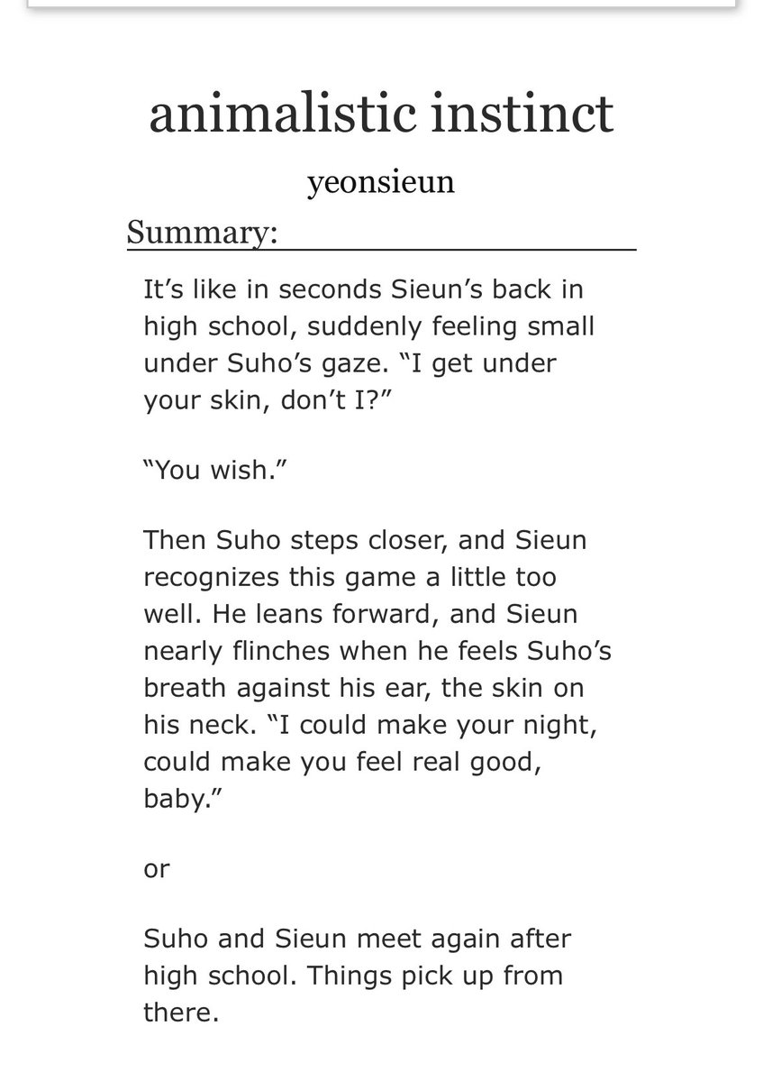 miffysieun's tweet image. bully suho sieunussy tis up!!
archiveofourown.org/works/67642976