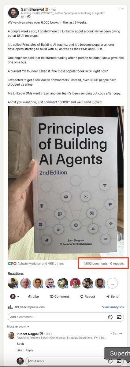 calcsam's tweet image. now when people see a copy of our agents book
they ask if it's "that book from LinkedIn"