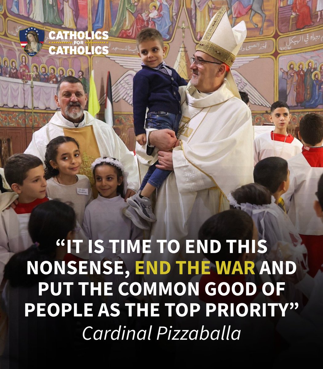 CforCatholics's tweet image. “It is time to end this nonsense, end the war and put the common good of people as the top priority,” Cardinal Pizzaballa said, adding that together both he and Patriarch Theophilos were praying and calling for “the release of all those deprived of freedom, for the return of the…