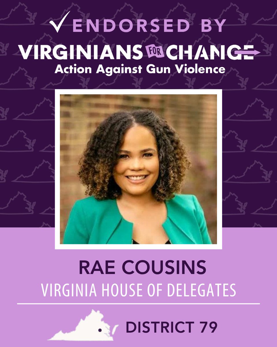 Rae_Cousins23's tweet image. I am grateful to earn the endorsement of Virginians For Change, a grassroots group of parents mobilizing for gun safety across the Commonwealth. Together, we will continue advocating for commonsense gun safety laws to make Virginia safer for all children and families.