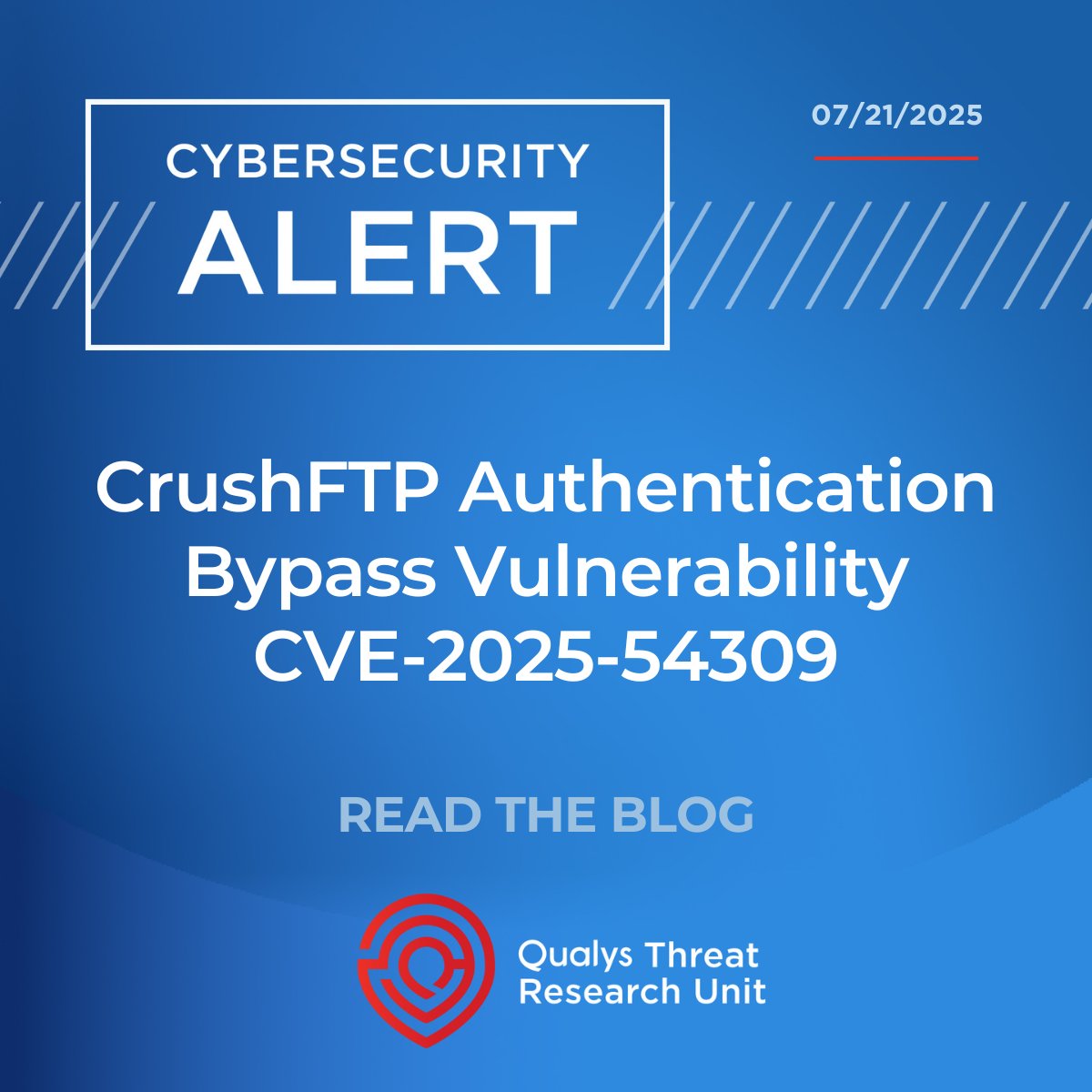 qualys's tweet image. CrushFTP disclosed active exploitation of a zero-day vulnerability, letting attackers gain admin access via HTTPS. Over 250,000 instances are exposed, with threat actors deploying malicious code using old exploit scripts. Learn more: bit.ly/4lFWlFh
#ThreatProtection