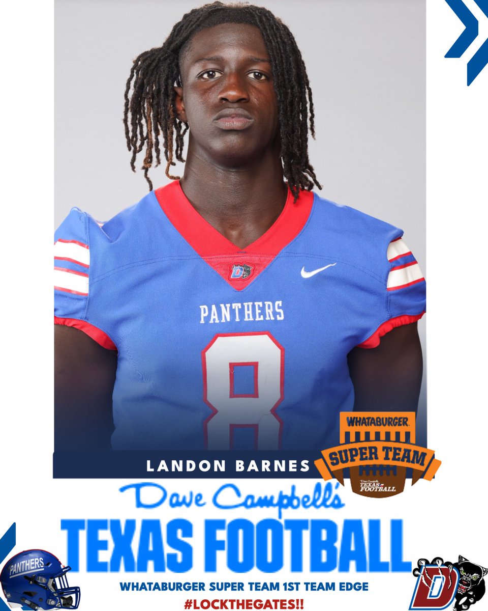 Duncanville_FB's tweet image. Panthers Nation, help us congratulate @LandoB26 for making the @dctf Whataburger Super Team! 👏🏾🏈
#LockTheGates