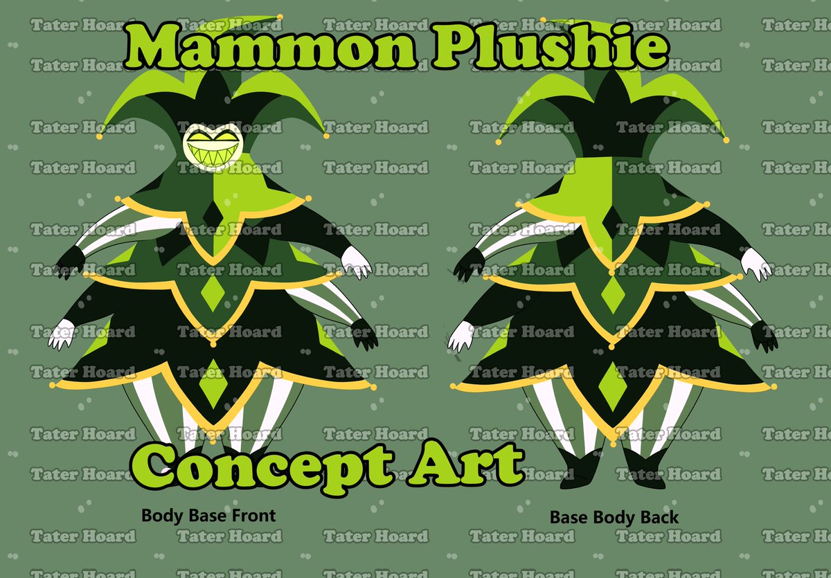 TaterHoard's tweet image. My friend asked me to do some plushie designs of Mammon and I have I think a good concept here's what it is supposed to look like when it's all put together
For all the Mammon friends who have flat man