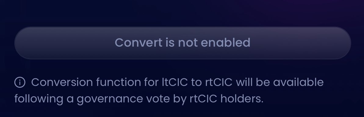 Suilluminati_'s tweet image. 🔘 $rtCIC is the rebase token for Cicada Finance that earns yield. You might’ve noticed $ltCIC -> $rtCIC isn’t available right now.
🔘 It will be eventually be enabled once a governance vote is held and passed.
🔘 Having the swap disabled right now rewards the early believers.…