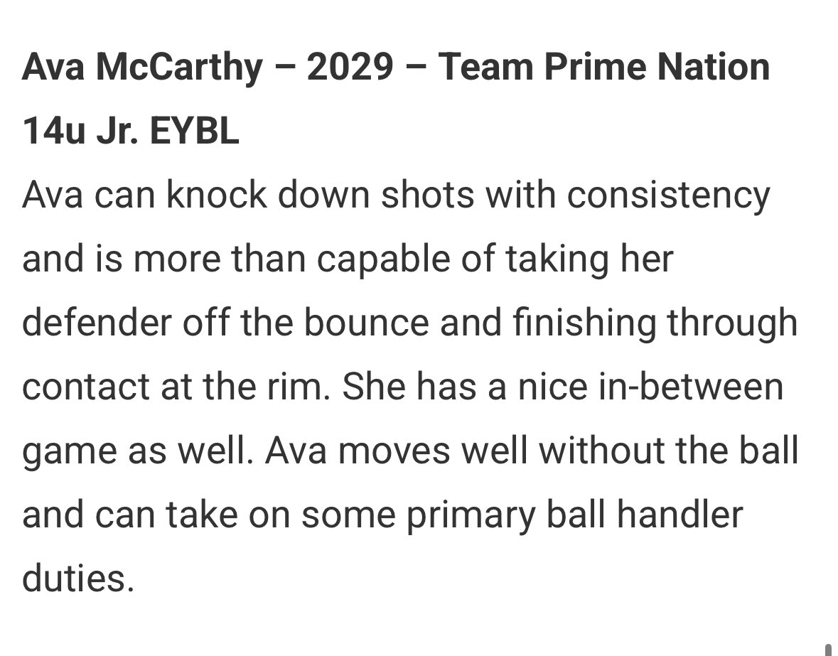 Ava McCarthy (@avamccarthy05) on Twitter photo Thank you <a href="/PriceJameson1/">Jameson Price</a> <a href="/JrAllStarBB/">Jr. All-Star Girls Basketball</a> for the recognition!! I appreciate it!!
<a href="/Coach_Pat2292/">Reginald Patterson</a> <a href="/WiFlightElite/">Team PRIME Nation GEYBL</a> <a href="/JrAllStarWI/">Wisconsin Jr. All-Star GBB</a> <a href="/OldAbeNation/">MHS Girls Basketball</a> Thank you <a href="/PriceJameson1/">Jameson Price</a> <a href="/JrAllStarBB/">Jr. All-Star Girls Basketball</a> for the recognition!! I appreciate it!!
<a href="/Coach_Pat2292/">Reginald Patterson</a> <a href="/WiFlightElite/">Team PRIME Nation GEYBL</a> <a href="/JrAllStarWI/">Wisconsin Jr. All-Star GBB</a> <a href="/OldAbeNation/">MHS Girls Basketball</a>