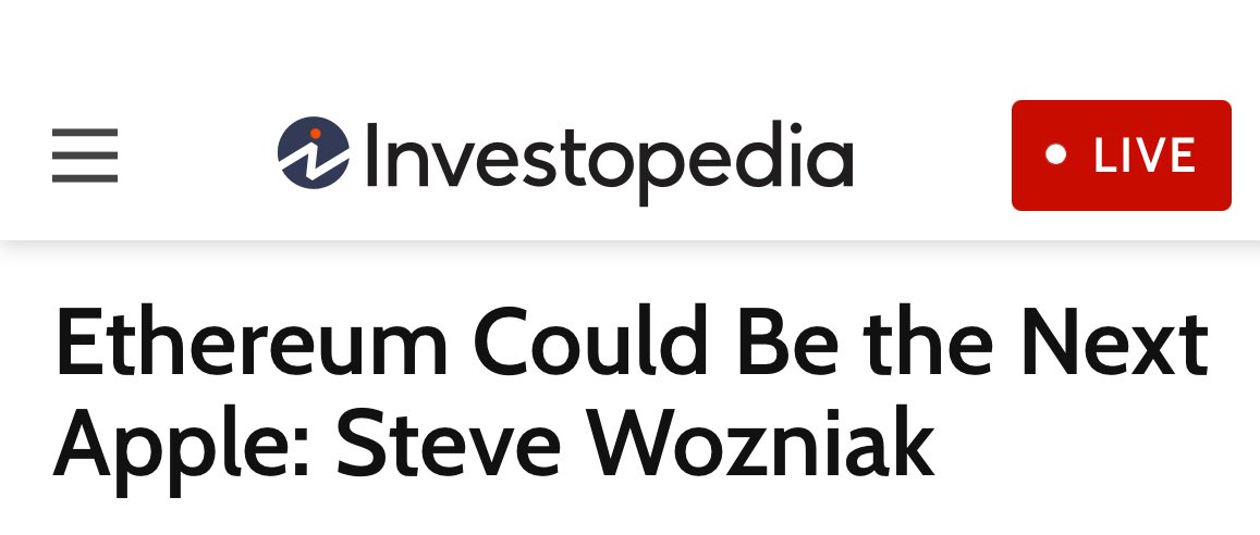 EthereanVibin's tweet image. Steve Wozniak is a raging $ETH bull
However, he got one thing wrong here
Ethereum $ETH will become MUCH larger than Apple