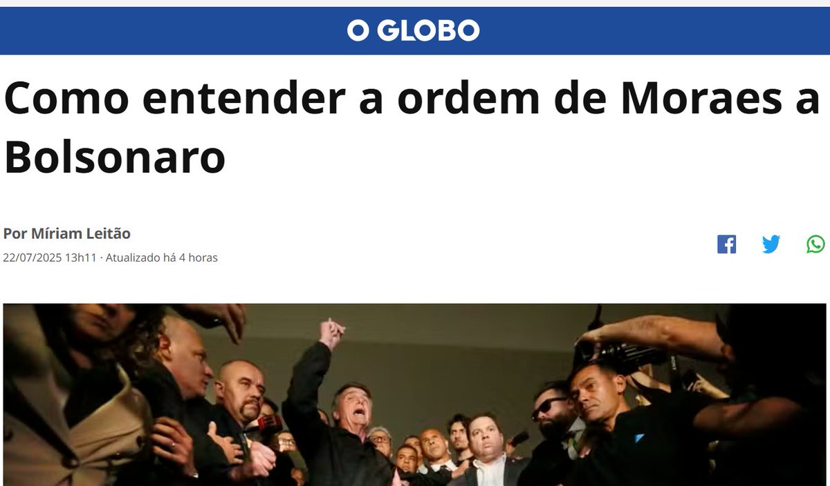 mauad_joao's tweet image. Miriam Leitão se superou hoje. Em sua sabujice habitual, ela tenta explicar o inexplicável. O novo membro da ABL começa seu libelo com a seguinte pérola (a falta ou excesso de vírgulas são cortesia da "imortal"):
"A proibição de Alexandre de Moraes de que o ex-presidente não…