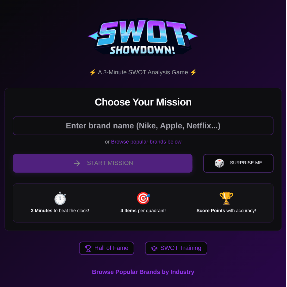 cmochad's tweet image. I built a brand analysis game called “SWOT Showdown!” Here’s the back story…
After my last VP of Marketing job ended quickly through an acquisition, I struggled to know what was next. I got into my Airbnbs and became a consultant helping Minder Memory grow part time while also…