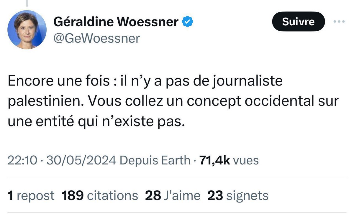 Elle en pense quoi la reine du journalisme <a href="/GeWoessner/">Géraldine Woessner</a> ?