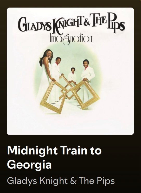 Aimsco91's tweet image. #DavidsMonthOfMusic
July 22 - name of a country in the title
(Yes I know Georgia is the state but it is also a Country)
Midnight Train to Georgia
Gladys Knight & The Pips
open.spotify.com/track/7MF7QAod…