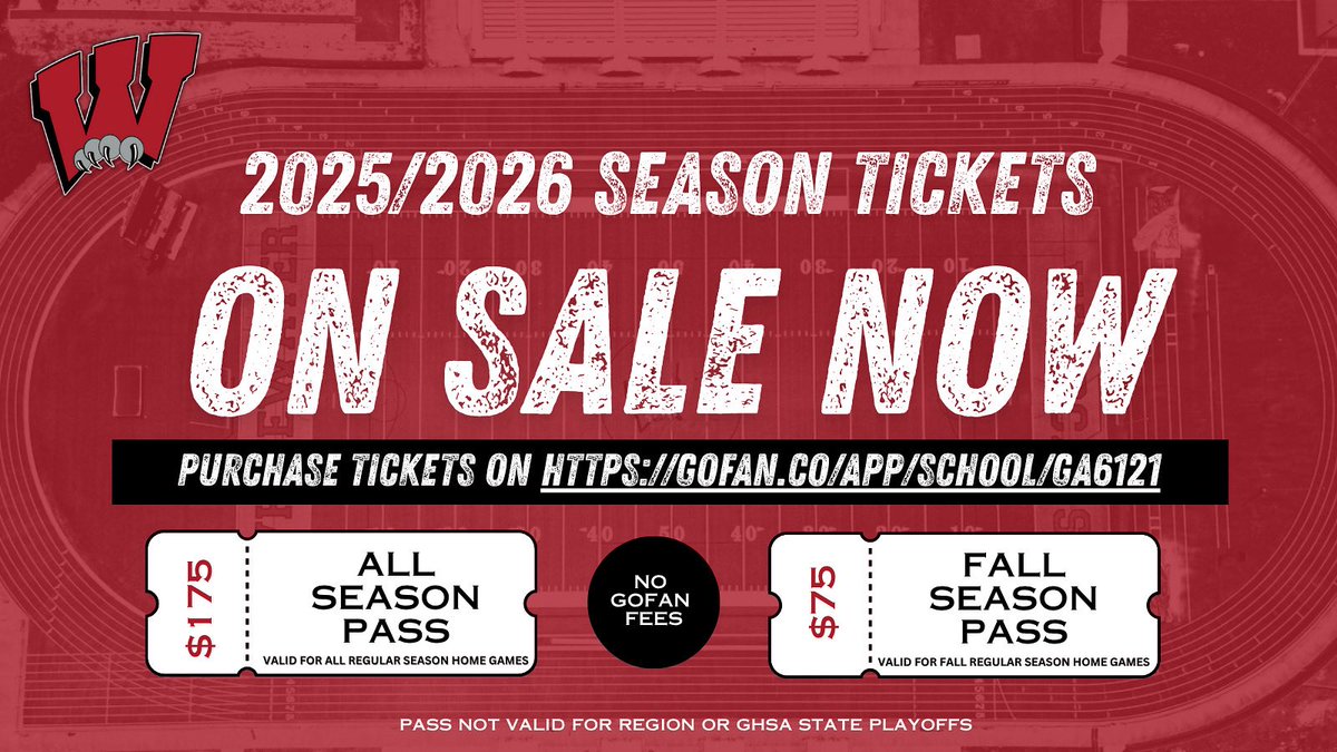 The 2025-2026 season is almost here. Save time and money by purchasing a full season plan (good for all sports) or a fall season pass (good for all fall sports). Quantities are limited. See you on Wildcat Way!
Go Cats!