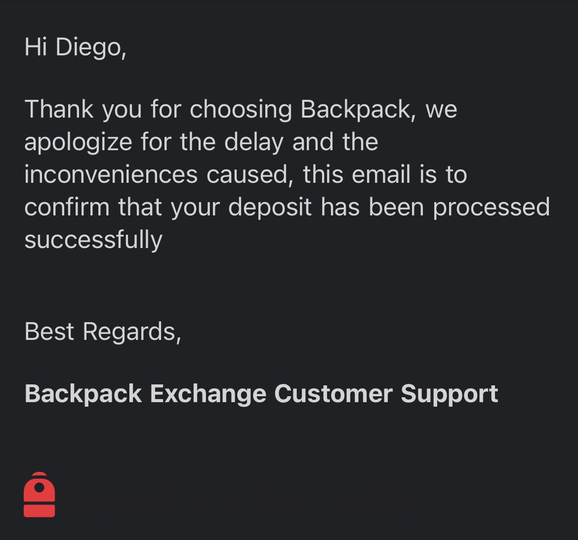DIEGO (@diegoarmandoad) on Twitter photo I made a Sol deposit on <a href="/Backpack/">Backpack 🎒</a> Exchange
Sol was pending 25 mins, Worried because deposits are always immediate, I contacted them via their Customer Support chat on the web.
Minutes later, solved! That’s a good product.
WAO❤️🎒 I made a Sol deposit on <a href="/Backpack/">Backpack 🎒</a> Exchange
Sol was pending 25 mins, Worried because deposits are always immediate, I contacted them via their Customer Support chat on the web.
Minutes later, solved! That’s a good product.
WAO❤️🎒
