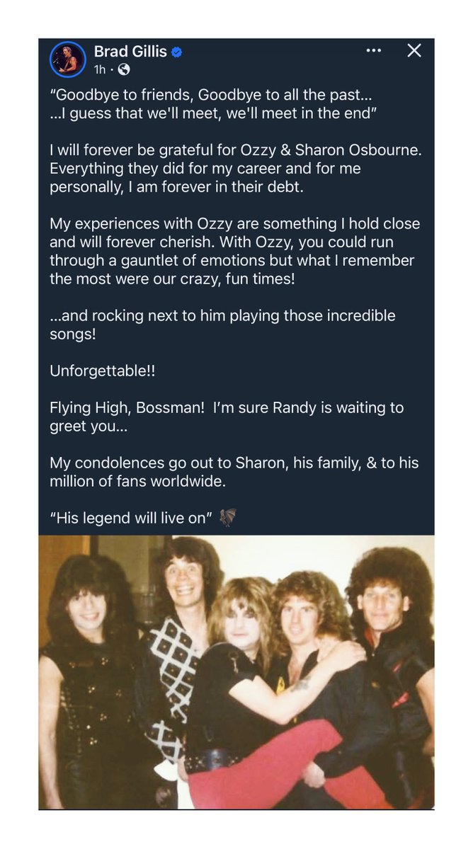 mitchlafon's tweet image. Guitarist Brad Gillis posted the following tribute to Ozzy on his Facebook page
@nightranger @OzzyOsbourne
