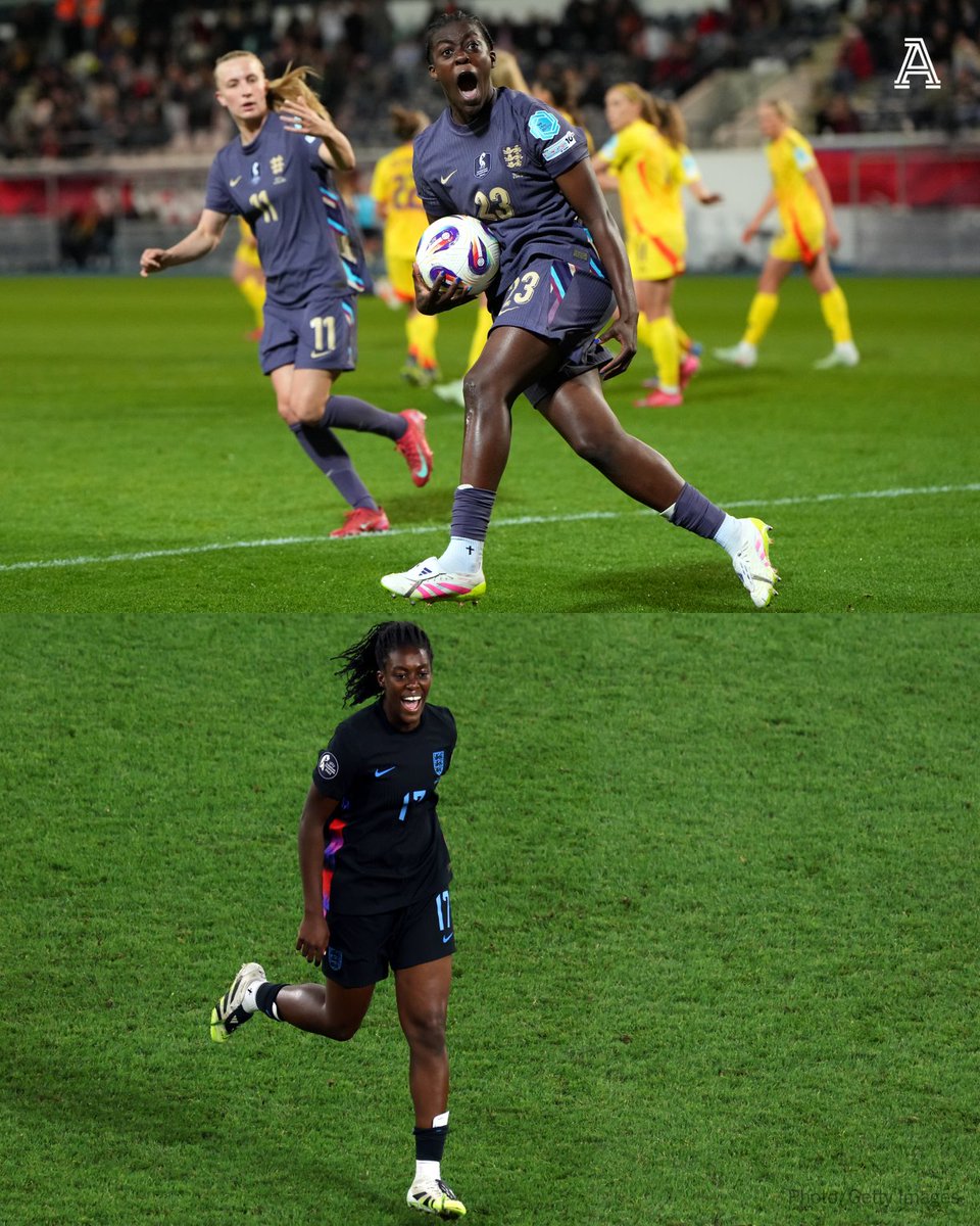 TheAthleticFC's tweet image. Michelle Agyemang's England career:
- Scores 41 seconds into debut
- Earns Euros call-up with one cap
- Scores late leveller in Euros quarter-final to force extra-time in eventual victory
- Scores late leveller in Euros semi-final to force extra-time
Four caps, three goals...