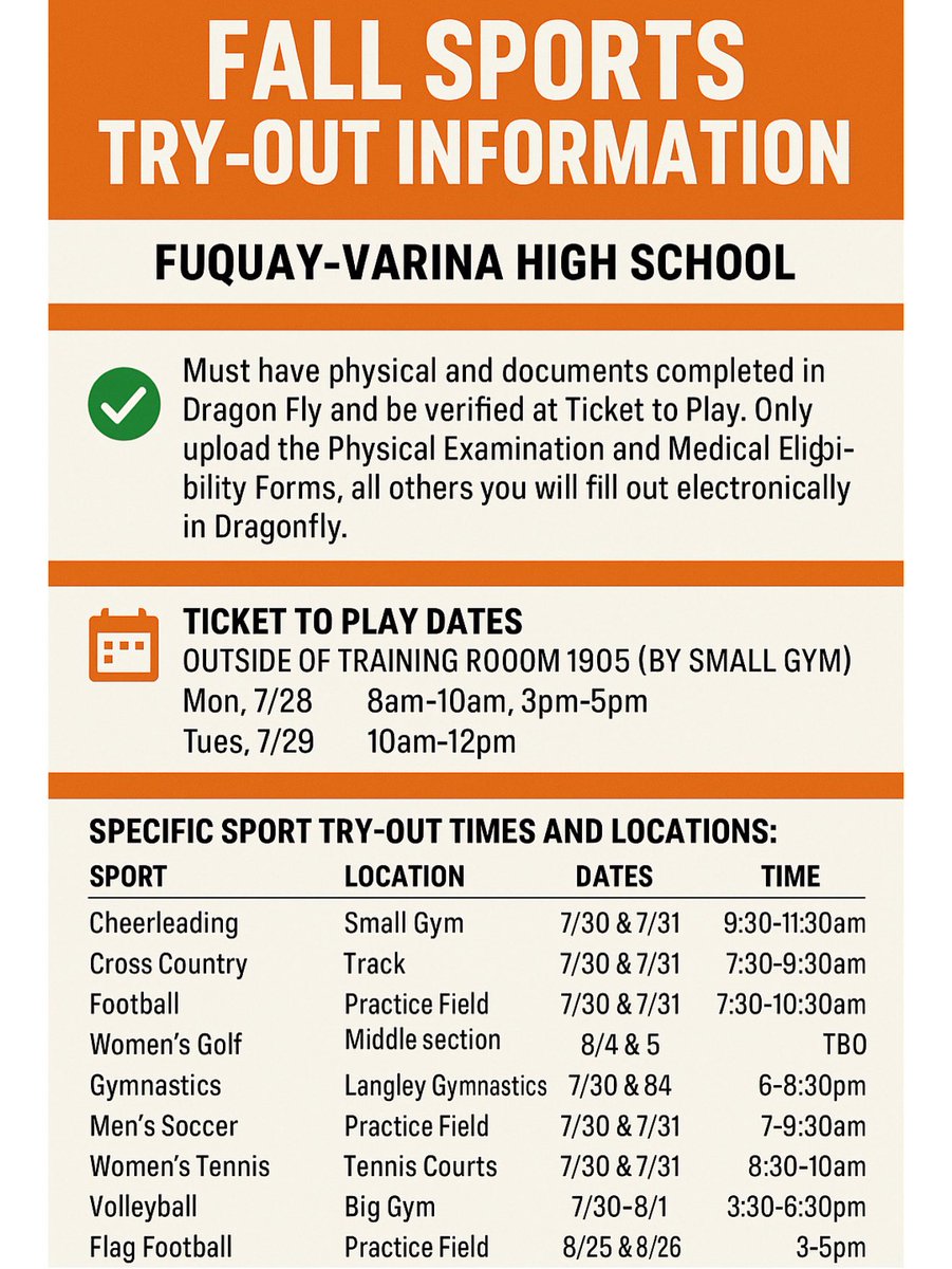 Ticket to Play starts Monday! Make sure your Dragonfly is complete before attending! 🐅⚽🏈🎾⛳🏐🤸🏼‍♀️🏃🏼‍♀️