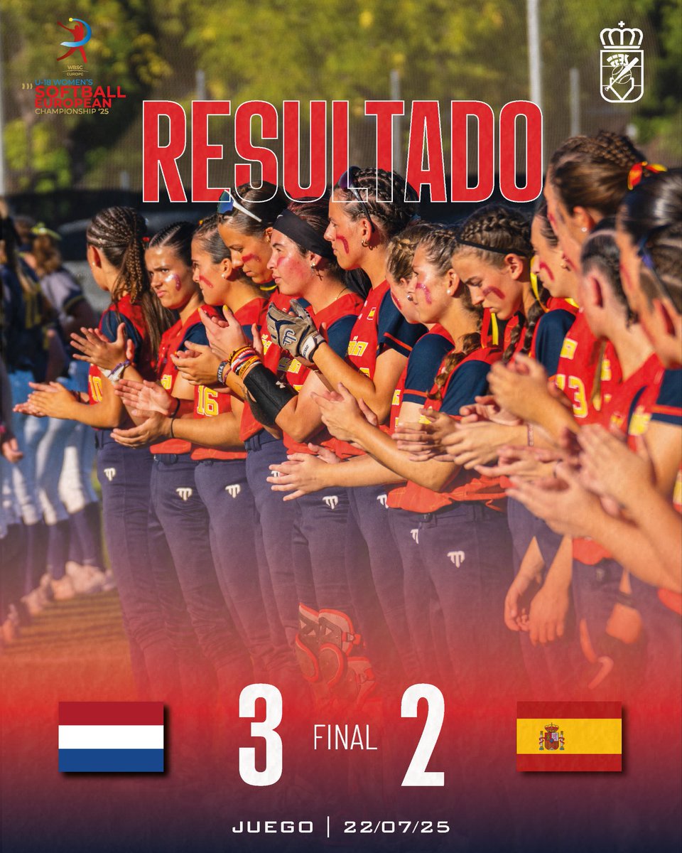 RFEBS's tweet image. Se luchó hasta el final, pero no pudo ser. España pone contra las cuerdas a Países Bajos y encaja la primera derrota en el Europeo Sub-18 por 3 a 2 ⚔️
Las chicas lo dieron todo, demostrando que vienen con hambre y ganas de llevarse una medalla ante su afición 🔥🏆