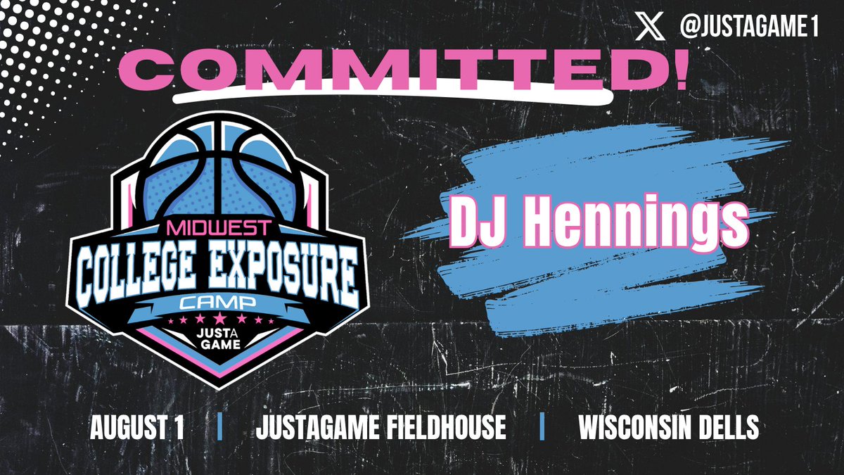 Justagame1's tweet image. 🚨COMMITTED🚨
DJ Hennings has accepted his invitation to the Midwest College Exposure Camp where he will play in front of NCAA Division II and III coaches! @DJ__H1
Spots are limited and filling quickly - Will you be there?!
📅 August 1st
📍 Justagame Fieldhouse
🏀 Exposure…