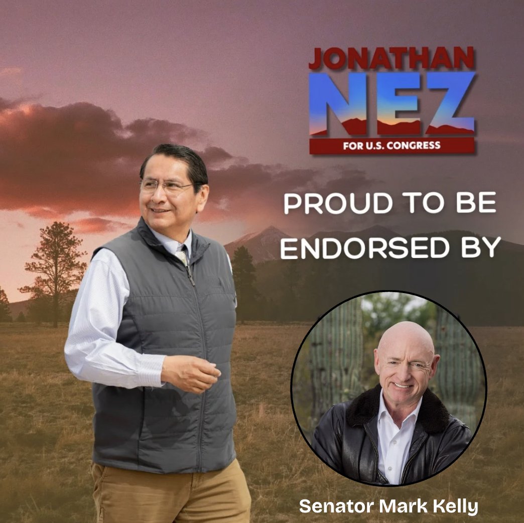 FormerPrezNez's tweet image. I am honored to earn the endorsements of @RubenGallego and @CaptMarkKelly!
We are starting this campaign off strong alongside these two powerhouse, state-wide Democratic leaders.
Let's win Arizona's 2nd, together.