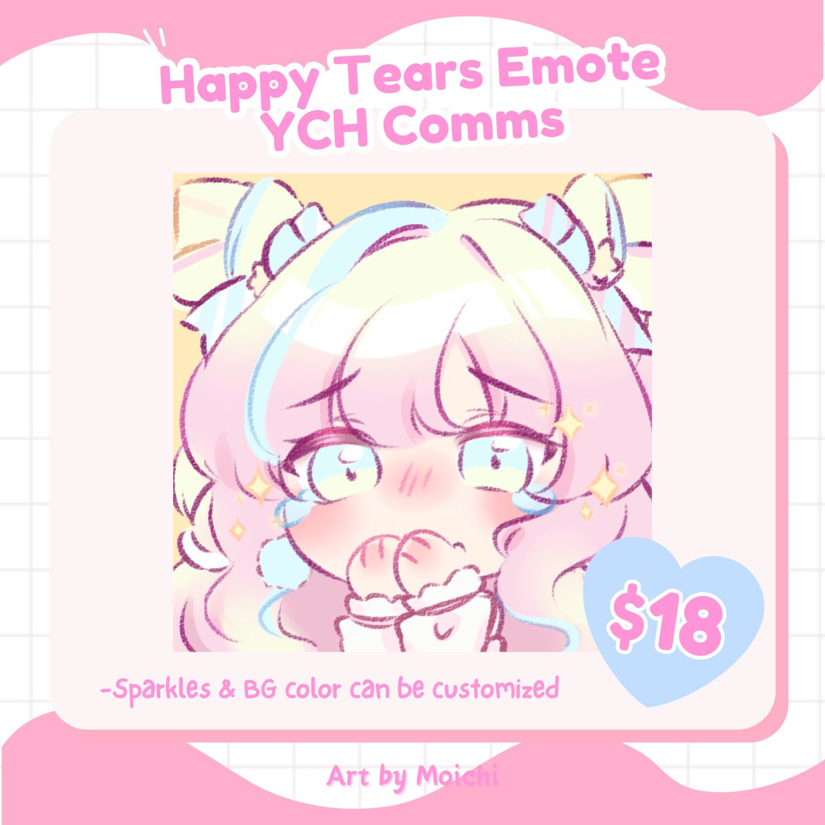 Helloww! I'm excited to draw this new emote! 
Available to order via Vgen , Kofi, or DM me if interested ^^/

✨Art raffle✨
I also need more samples so I will do raffle too!
Pls heart + RT this post to join owo &lt;3