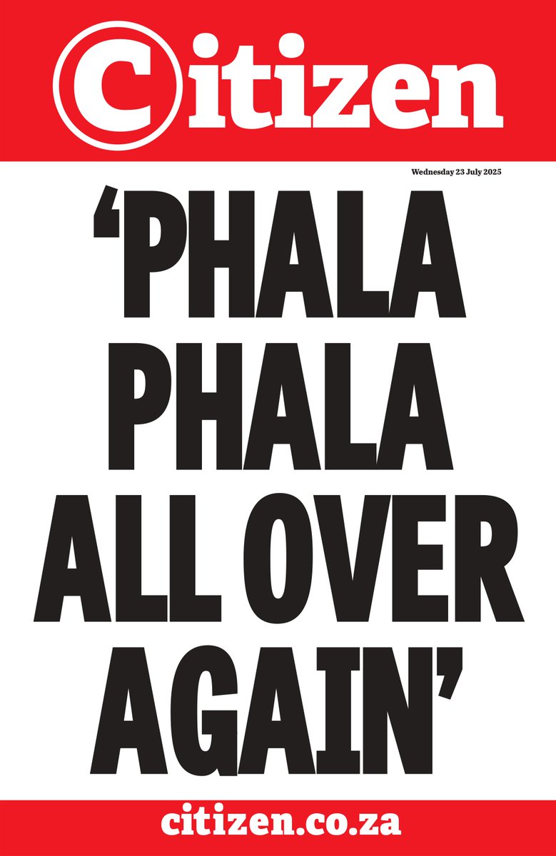 TheCitizen_News's tweet image. 📰 In The Citizen newspaper 🗞️ tomorrow: #PhalaPhala all over again
Get a copy to find out more.