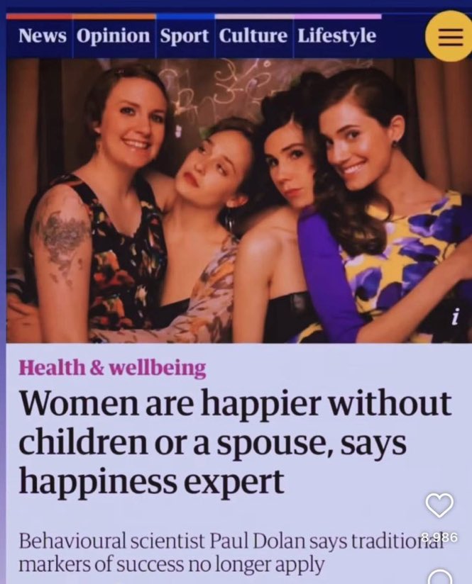 NickBuckleyMBE's tweet image. This type of crap is why so many women are unhappy and on antidepressants.
Feminism hurts women.