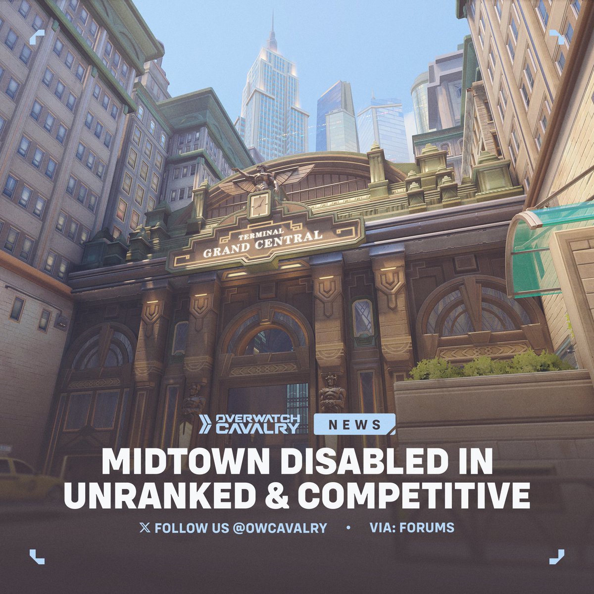 OWCavalry's tweet image. Midtown has been disabled in #Overwatch2 π½
The Hybrid Map has been removed from Unranked and Competitive Play due to a bug that caused vehicles to become invisible for players using low settings.