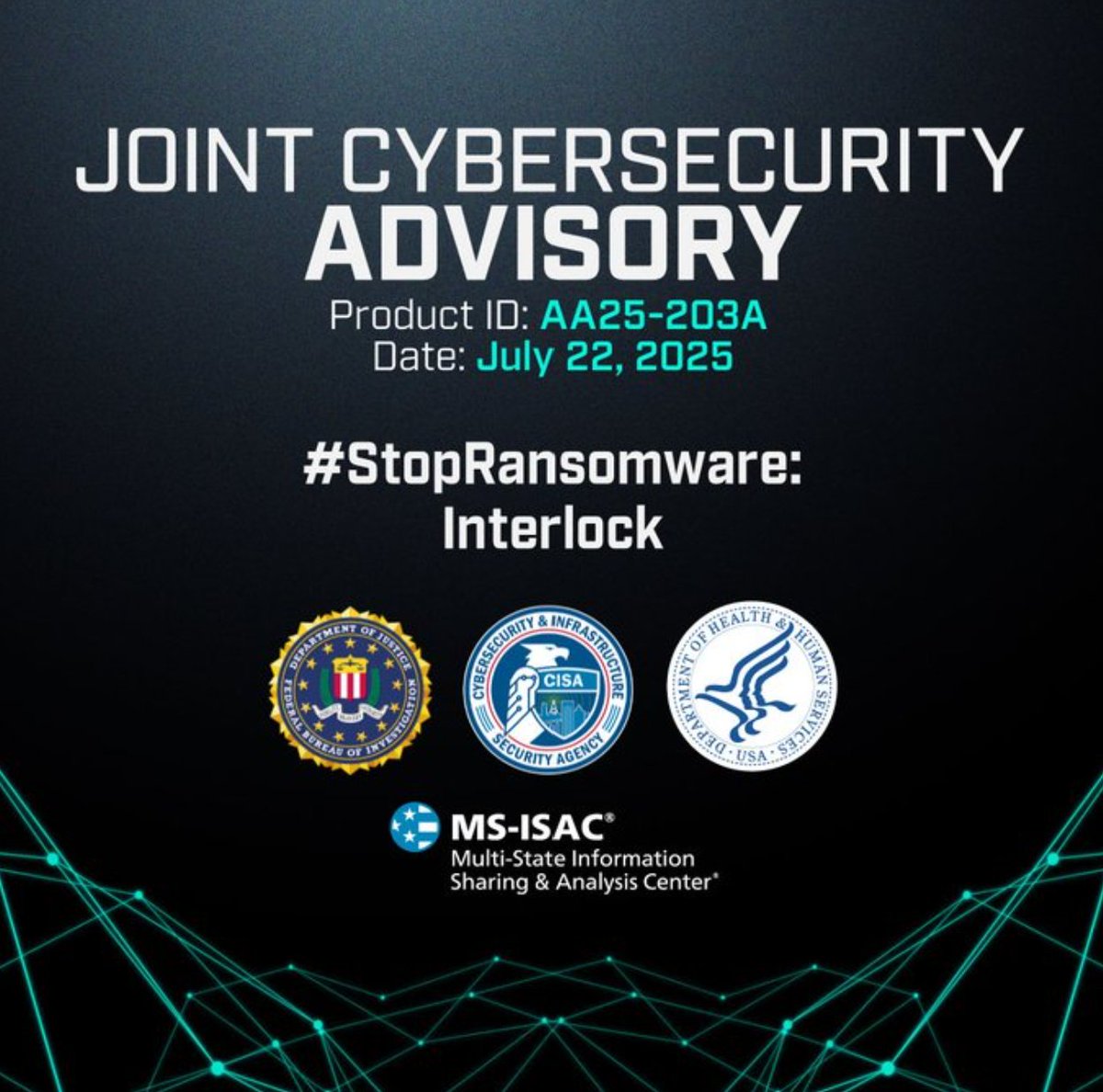 FBILasVegas's tweet image. The FBI, @CISAgov and other partners have released a joint Cybersecurity Advisory on tactics, techniques, and procedures (TTPs) and indicators of compromise (IOCs) associated with Interlock ransomware. Click for technical details & recommended mitigations: ow.ly/n3h550WtFy3