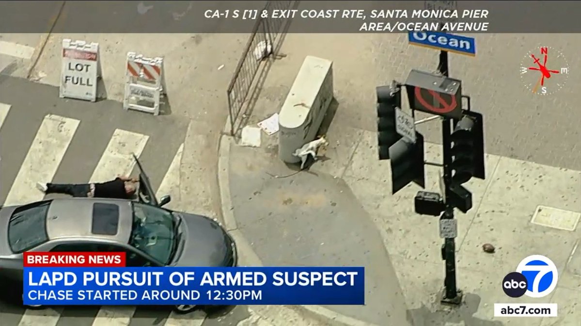 SteveAWilliamsX's tweet image. LAPD in full pursuit of an armed suspect…

He hops out — armed with Fido.🐶

Lays flat. Fido takes a leak.

Only in L.A.!