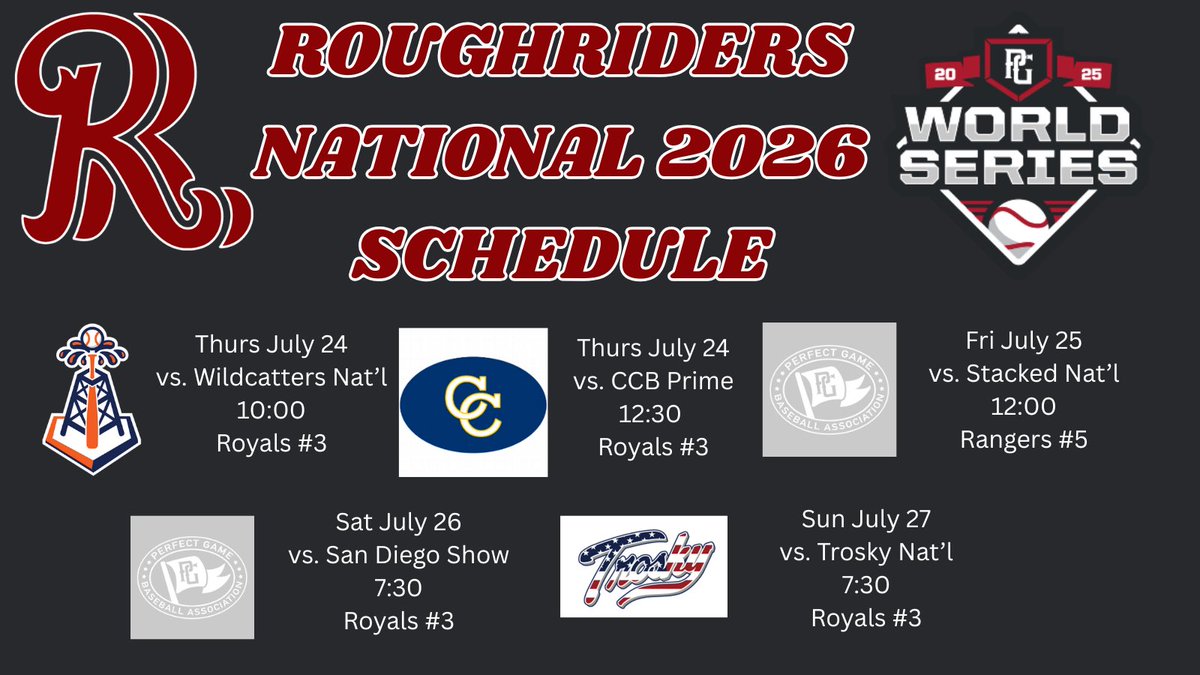 HenryVerhamme8's tweet image. Schedule for the PG World Series.  #uncommitted @roughriders2026