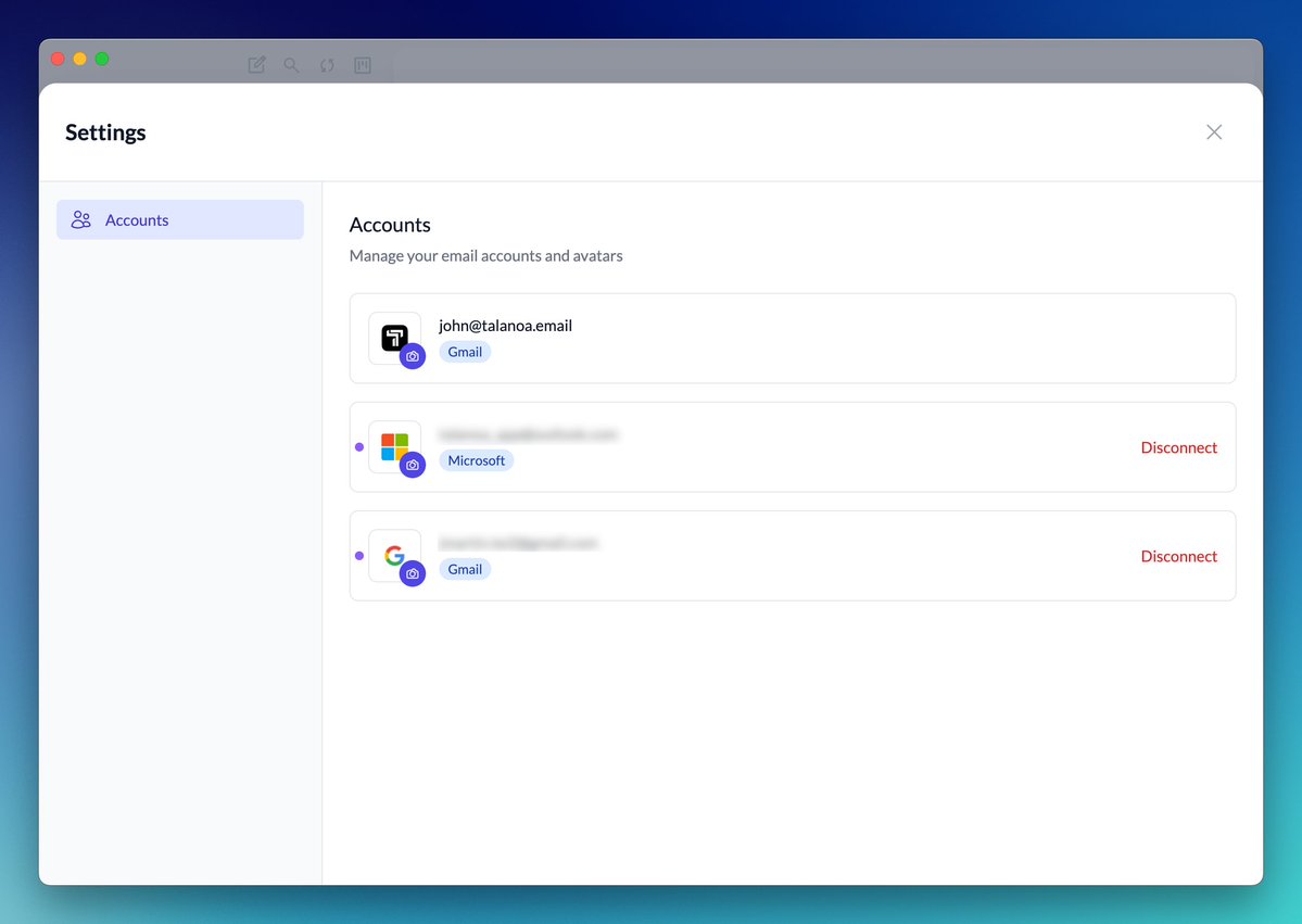 BetterCallJ0hn's tweet image. I just added a settings section to manage your multiple inboxes with a profile picture for each!
Trust me, you’ll love your email again 💌💌💌