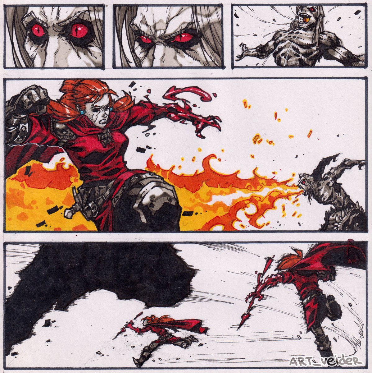 artveider's tweet image. Panny Flame & Morrigan Crow page 14 #art #comics #character #draw #fantasy #ink #sketch