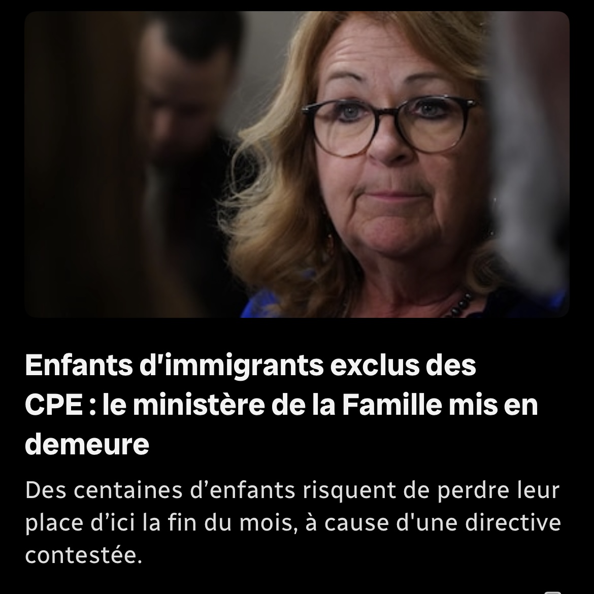 ThomasGerbet's tweet image. NOUVEAU
Enfants d’immigrants exclus des CPE : des parents mettent en demeure le ministère de la Famille du Québec. Des centaines d’enfants risquent de perdre leur place d’ici la fin du mois, à cause d'une directive contestée. ici.radio-canada.ca/nouvelle/21810… #polqc