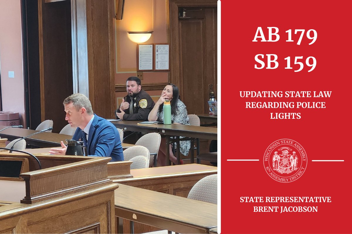 Modern police vehicles are often equipped with extra lights to improve visibility. However, state law has not been updated to allow many of these lights. Today in the Transportation Committee, I testified on a bill I authored to modernize our laws into the 21st century.