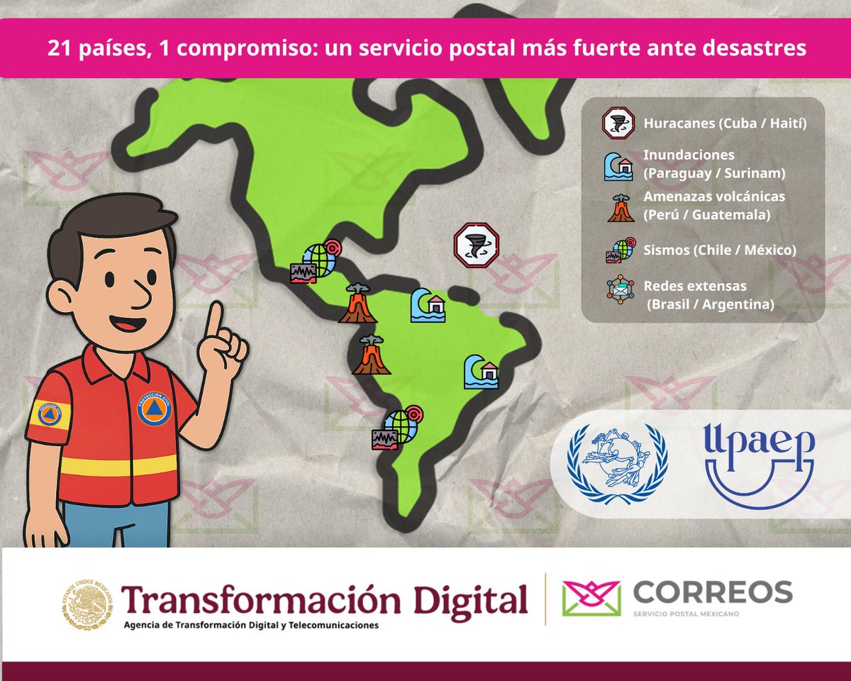 🌎 El Taller Regional sobre Gestión de Riesgos de Catástrofes reúne a 21 países latinoamericanos que enfrentan sismos 🌎 , huracanes 🌪 y erupciones volcánicas 🌊🌋.

<a href="/UPU_UN/">Universal Postal Union</a> <a href="/Union_UPAEP/">Unión Postal de las Américas, España y Portugal</a> <a href="/frankcast/">Franklin Castro</a> <a href="/violeta_abreu/">Violeta Abreu</a>