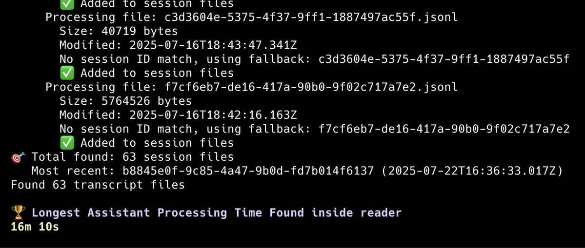 danshipper's tweet image. at think week @DannyAziz97 is building Claude Code High Score.
it checks your logs to see who has kept Claude running the longest: