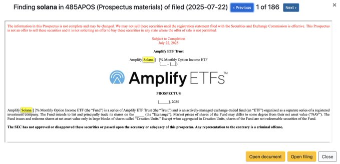 Amplify Solana Monthly Option Income ETF 설명서